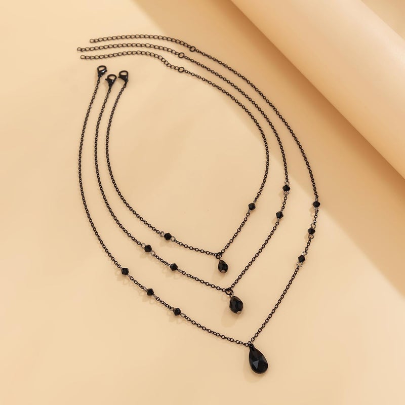 Cicod Gothic Y Necklace,Goth Black Red Crystal Bead Teardrop Necklace,Punk Y Necklace,Halloween Christmas New Year Jewelry Vampire Accessories for Women - Image 5
